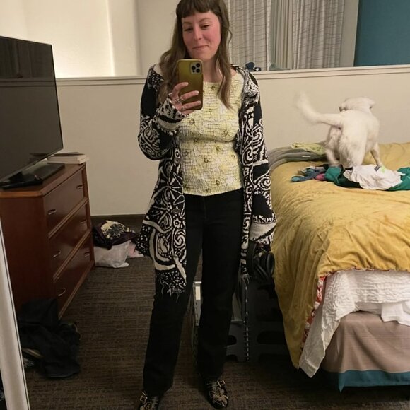 Free People Smitten Kitten Slouchy Mandala Boho Cardigan Medium - Picture 11 of 11